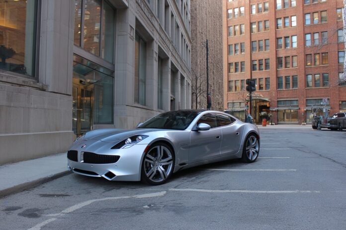 Fisker Karma parked in an urban environment