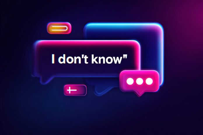 A chatbot screen showing ChatGPT 5 displaying the message 'I don’t know' to a user's question.