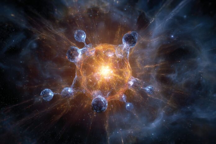 Artist's impression of complex organic molecules around a newborn star.