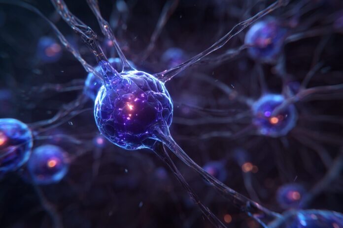 Abstract concept art of an AI system examining its own neural network structure.