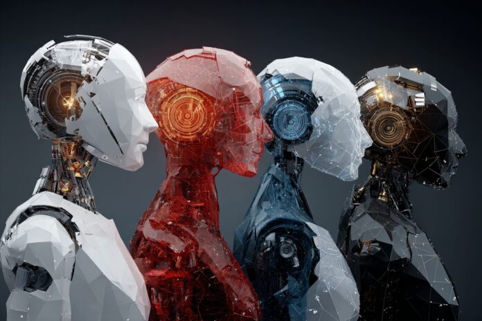 A digital concept image showing futuristic AI model variants labeled as Base, Mini, Nano, and Chat, symbolizing OpenAI’s advanced GPT-5 lineup.