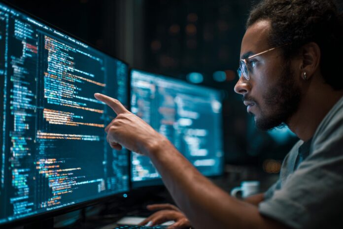 A software developer reviewing AI-generated code in Cursor IDE, highlighting risky instructions.