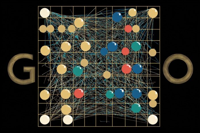 AlphaGo's neural network analyzing a complex Go board in real time.