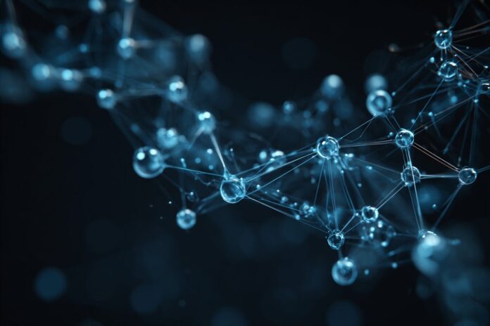 A digital illustration of the Grok 2.5 AI model visualized as interconnected nodes, symbolizing open access and global connectivity in artificial intelligence.