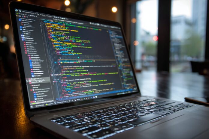 Laptop screen displaying Android malware source code