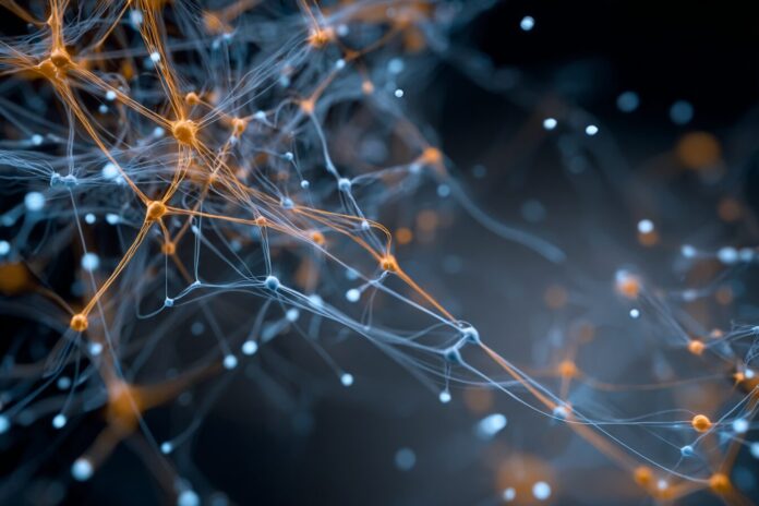 Abstract representation of two interconnected neural networks, one large and one smaller, symbolizing gpt-oss-120b and gpt-oss-20b integration in cloud and local environments.