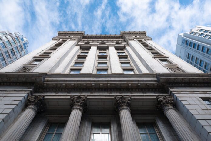 Government office building exterior representing federal agencies adopting AI tools like ChatGPT