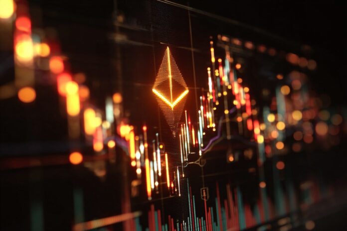 Ethereum breaking $4,000 price milestone on glowing digital chart