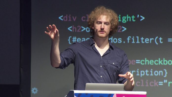 Svelte founder Rich Harris coding at a laptop