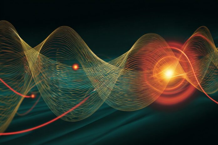 Abstract illustration of quantum radar signal paths and entanglement correlations over long distances