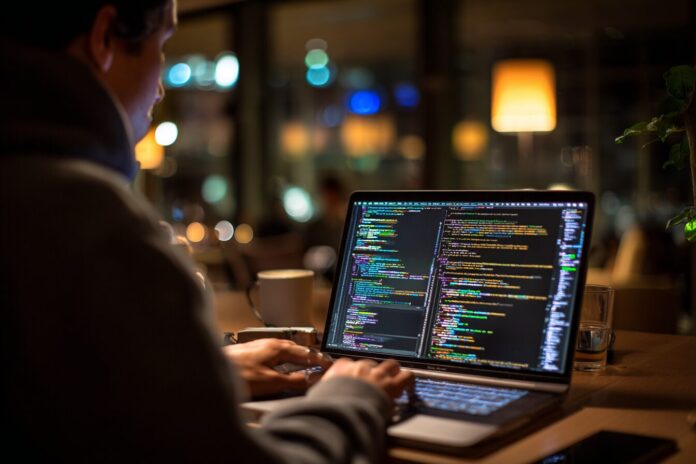 Developer using Claude Code in a terminal window to refactor a repository with background tasks