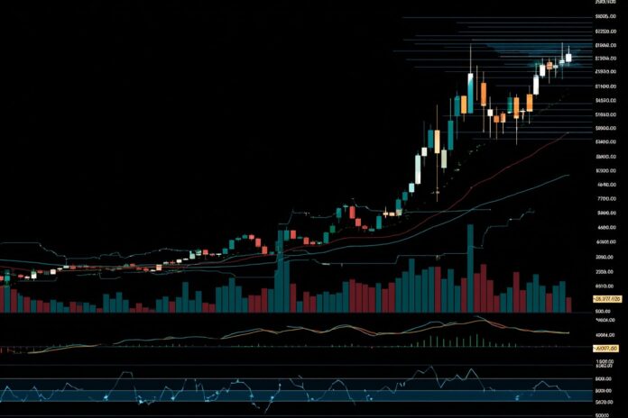 Bitcoin trading chart showing August 2025 price range near $114,446 with range-bound action.