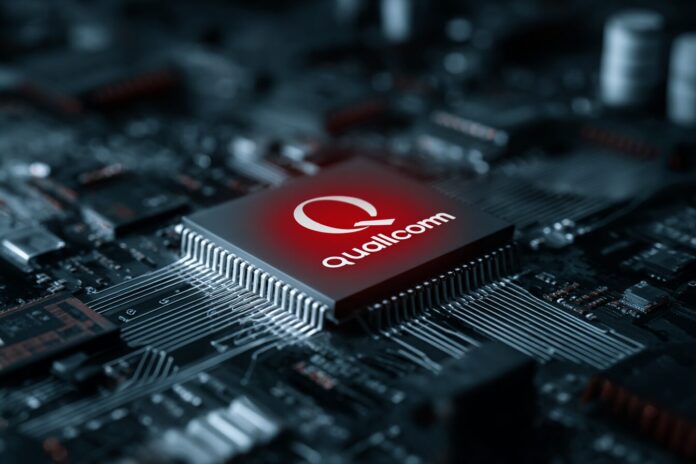 Qualcomm logo with TSMC and Samsung Foundry logos in the background