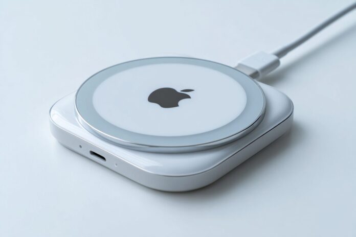 Apple’s new MagSafe Qi2 charger displayed on a white background