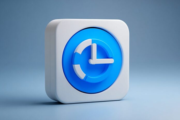 Windows 11 update symbol with a clock indicating delay