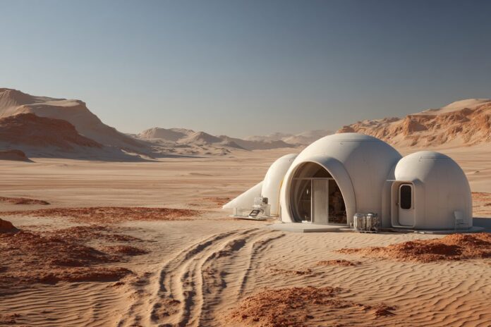 NASA CHAPEA Mars Dune Alpha Habitat exterior view resembling Martian landscape