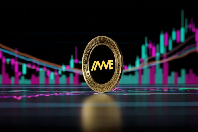 AAVE token logo on digital chart background, with price candles signaling upcoming resistance and bullish momentum.