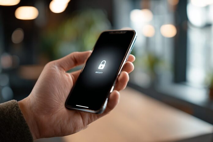 iPhone 17 in a user's hand, displaying the new MIE security feature.