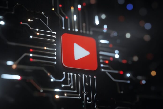 YouTube logo with AI graphics integrated