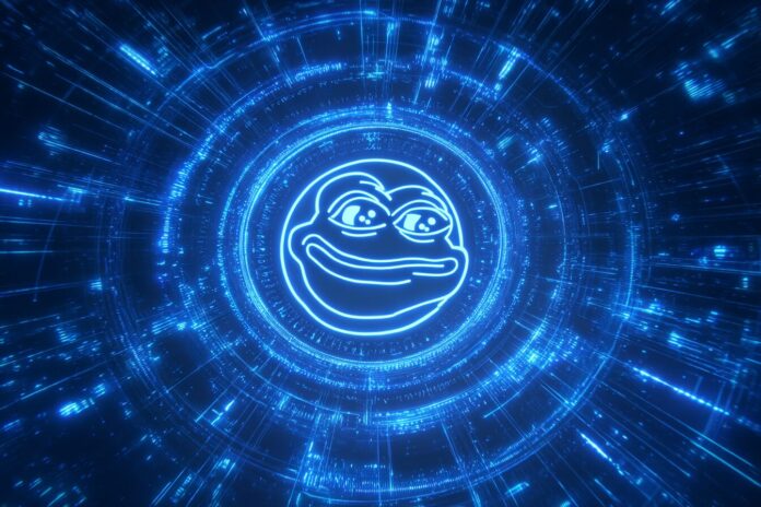 Little Pepe logo on futuristic digital background