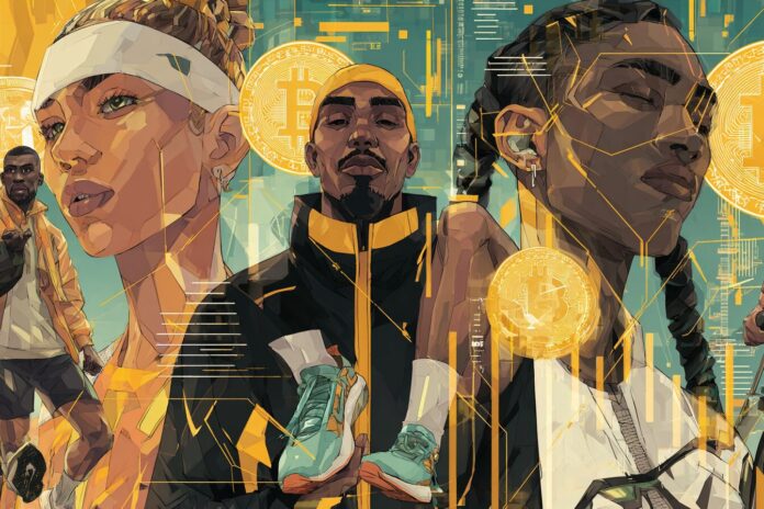 Official Runwago TGE 2025 release art with sport and blockchain themes.